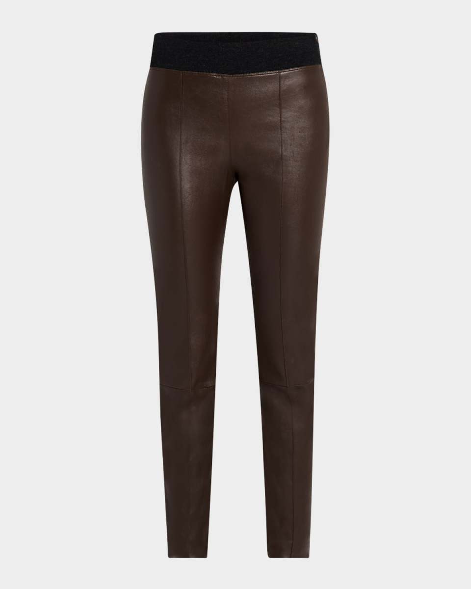 Leather Stretch Front Seam Leggings